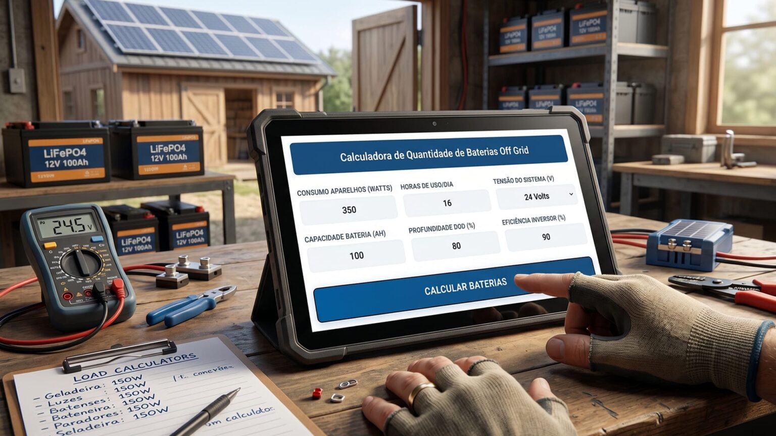Dimensionamento de Baterias para Off-Grid | Calculadora V2.0 Eduardo Aquino