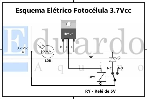 Esquema Elétrico Fotocélula para Luminária Solar de jardim