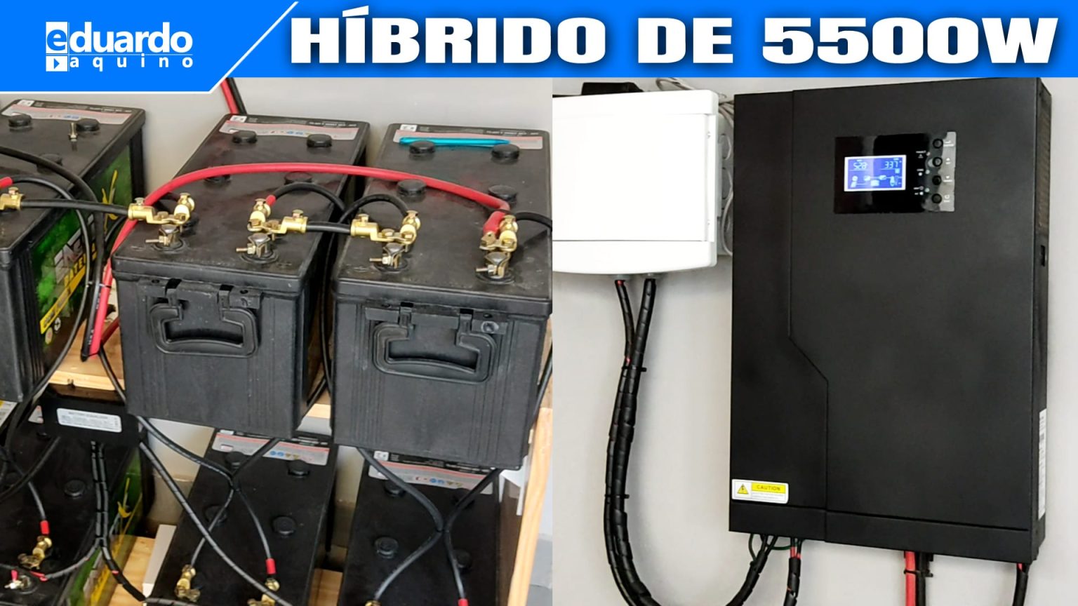8 Baterias de Caminhão + 12 Placa Solar 280Wp + Inversor Híbrido 5500W
