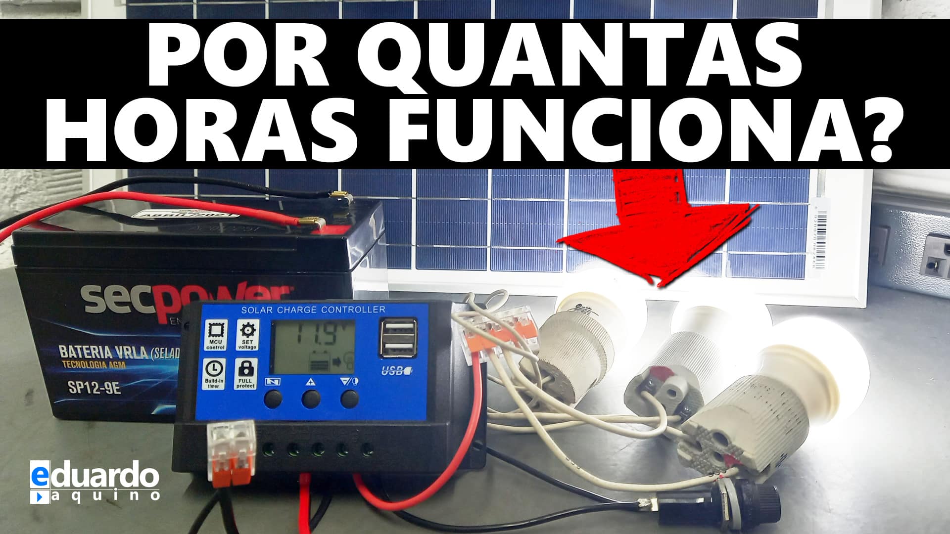 LÂMPADAS 12V ligadas na BATERIA de 9Ah, quanto tempo dura