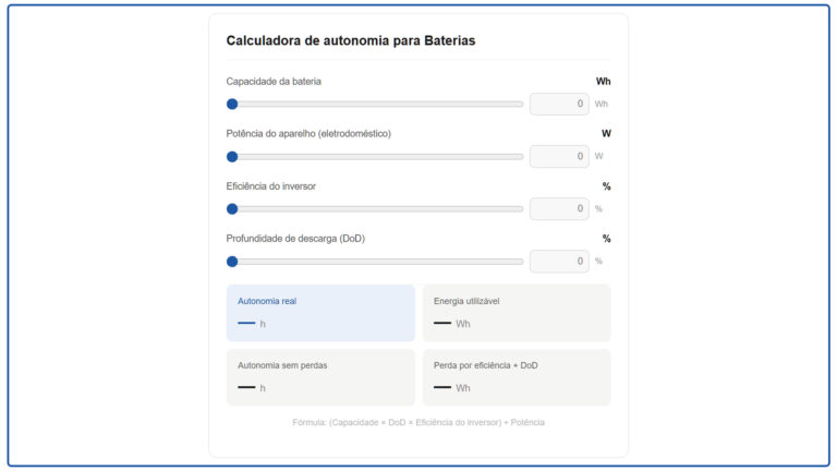 Calculadora de Autonomia de Baterias | Eduardo Aquino